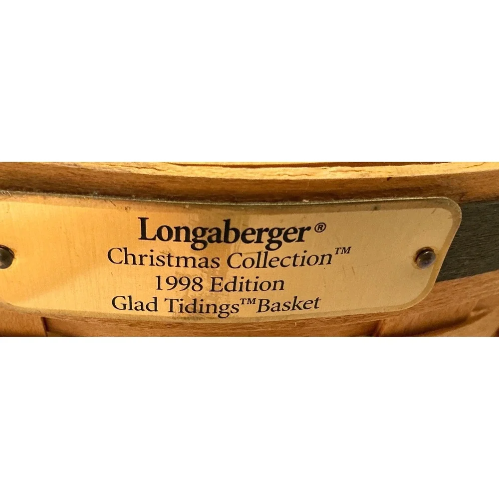 Longaberger Vintage 1998 Christmas Collection Glad Tidings Basket Green Trim